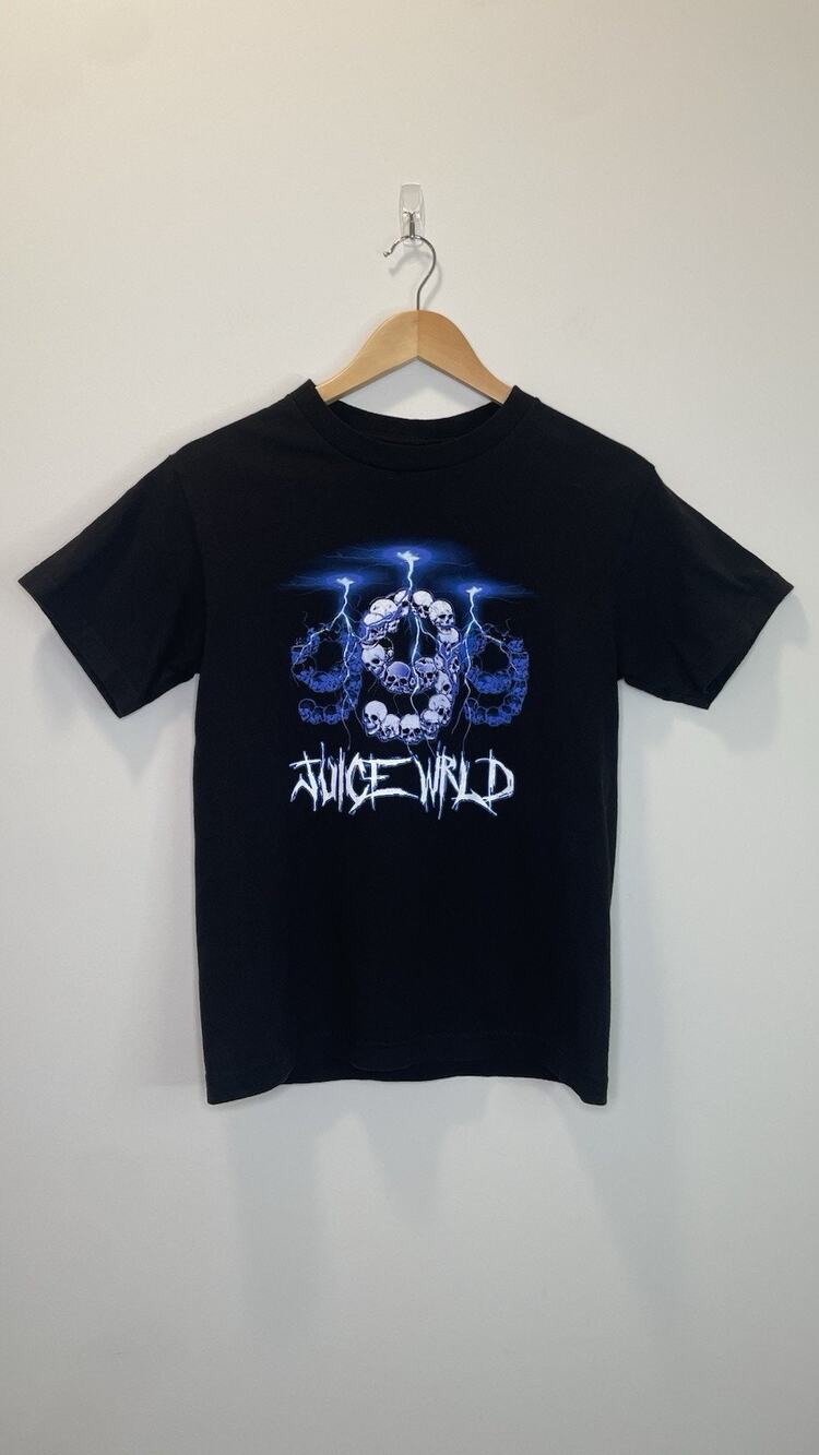 Juice Wrld 999 Club No Vanity Skulls Spell Out T-Shirt 2 Sided Lightning Small